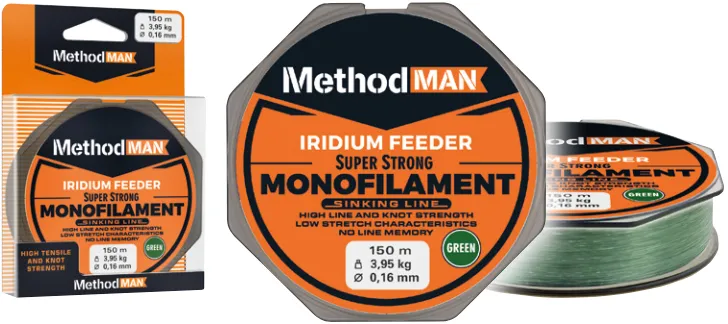 MONOFILAMENT METHODMAN IRIDIUM FEEDER GREEN 0,185mm/150m