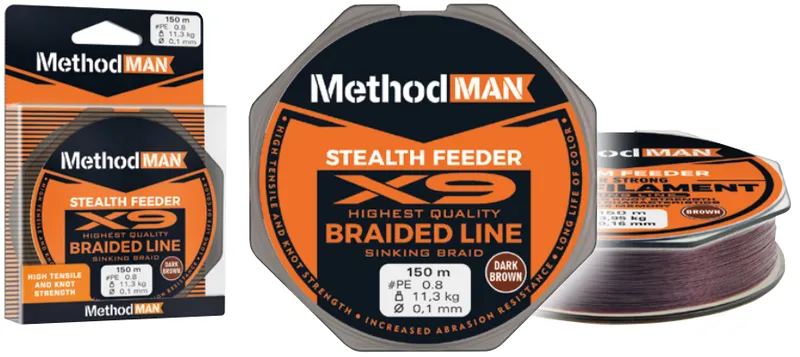 BRAIDED LINE METHODMAN STEALTH X9 FEEDER DARK BROWN SINKING 0,10mm/8,30kg/150m
