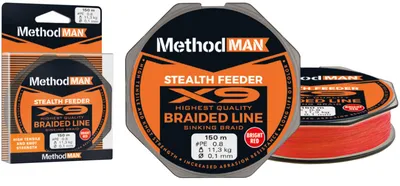 BRAIDED LINE METHODMAN STEALTH X9 FEEDER BRIGHT RED SINKING