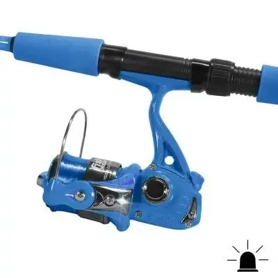 Eurocatch combo azul caña carrete con luz y accesorios de spinnig