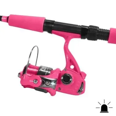 Eurocatch combo rosa caña carrete con luz y accesorios de spinnig