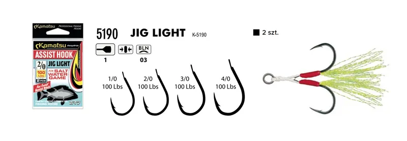 ASSIST ANZUELO JIG LIGHT 3/0 100Lbs OPP. 2PCS K-5190