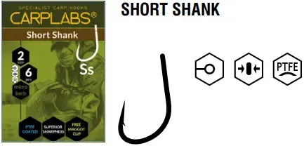 CARPLABS® ANZUELO SHORT SHANK 8 TCO BOLSA 6PCS T-102