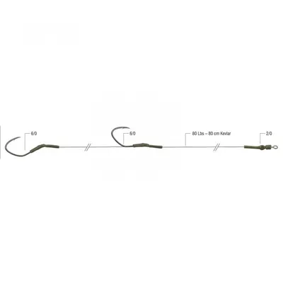 CATFISH RIG WITH TWO ANZUELOS, DOBLE WIN 6080cm80