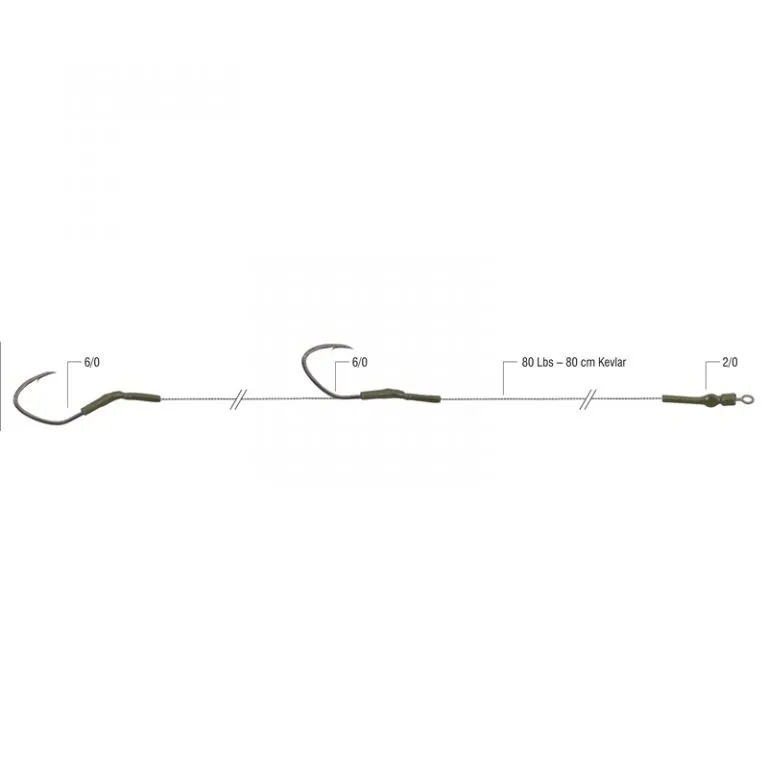 CATFISH RIG WITH TWO ANZUELOS, DOBLE WIN 6080cm80