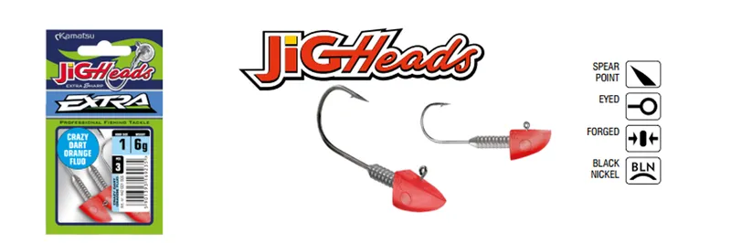 JIGHEAD CRAZY DART ORANGE FLUO 2-7g OPP.3PCS KAMAT
