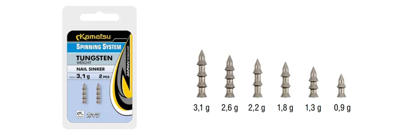 TUNGSTEN WEIGHTS NAIL SINKER SWIMBAIT 1,3G OPP.2PC