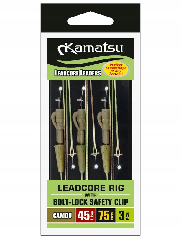 LEADCORE RIG 75CM/45LBS W. SAFETY CLIP BOLT-LOCK C