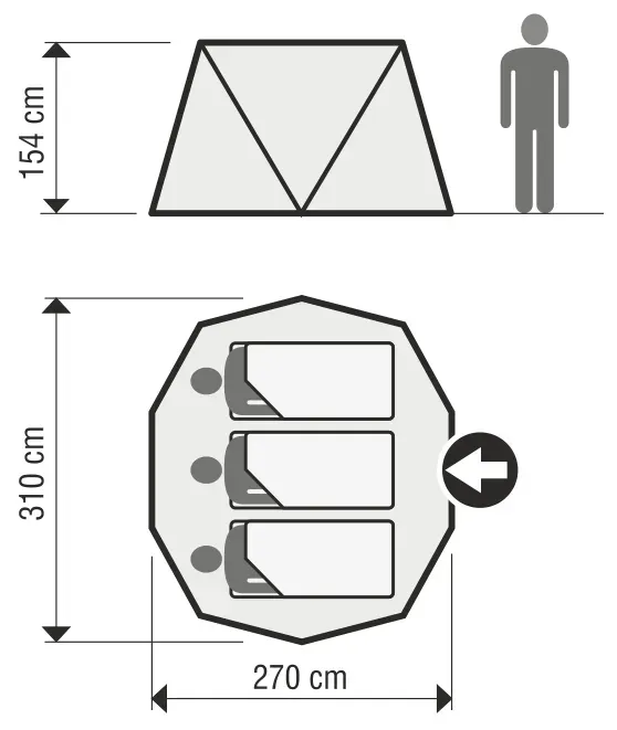 KONGER Bivvy con doble capa 3 personas NO.2 270 X 310 X 154cm
