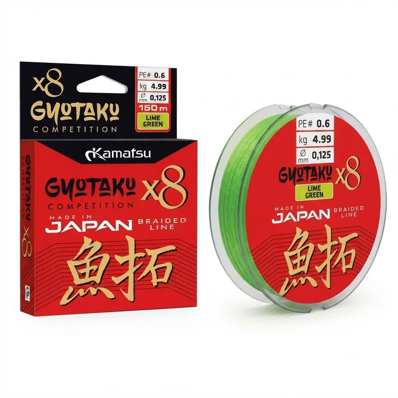 BRAIDED LINE KAMATSU GYOTAKU LIME GREEN X8 0,095mm 4,08kg PE#0,4 /150